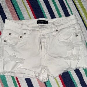 Aeropostale White Jean Shorts Distressed Style